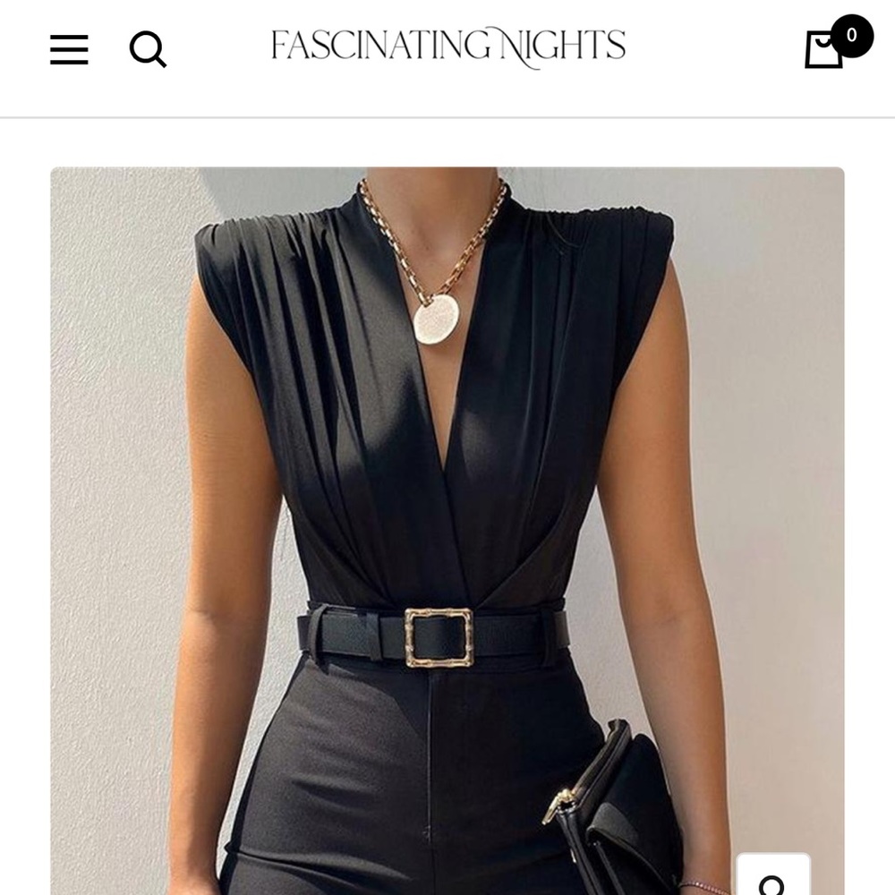 Black Faux Wrap Bodysuit
